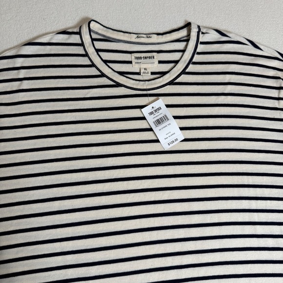 Todd Snyder Striped Tee Mens XL White Black T-Shirt Luxury Japanese Fabric - Picture 1 of 7